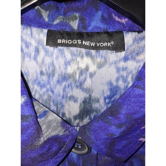 Briggs New York Blue Floral Button‎ Up Blouse - Picture 4 of 6